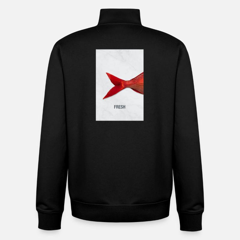 Fresh Fish Minimal Design Modern - Unisex Organic Zip Sweatshirt by Stanley/Stella - black