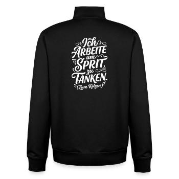 Ich arbeite um Sprit zu tanken - Unisex Organic Zip Sweatshirt von Stanley/Stella - Schwarz - Hinten - AI Model Male 185 light (185cm)