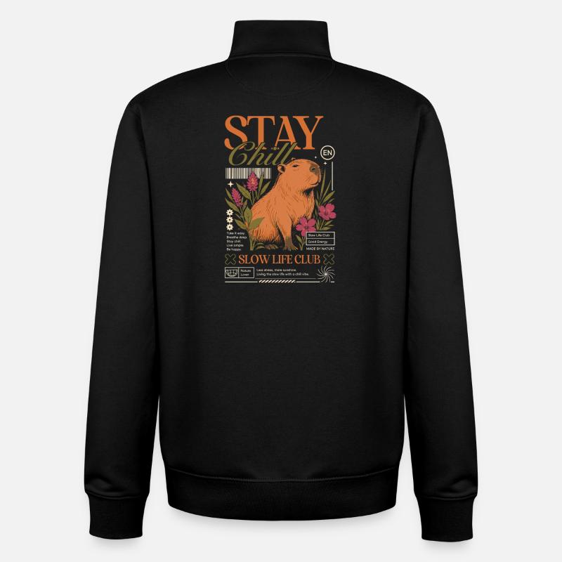 Stay Chill Capybara Motif - Sweat zippé unisexe en coton bio Stanley/Stella - noir