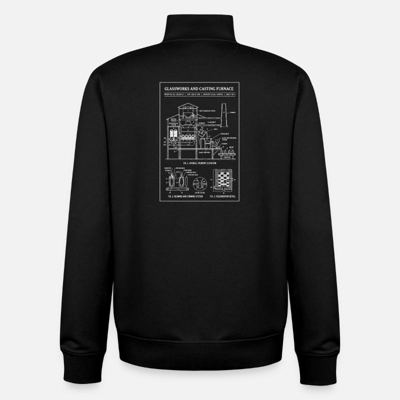 Glaswerk-Bauplan - Unisex Organic Zip Sweatshirt von Stanley/Stella - Schwarz
