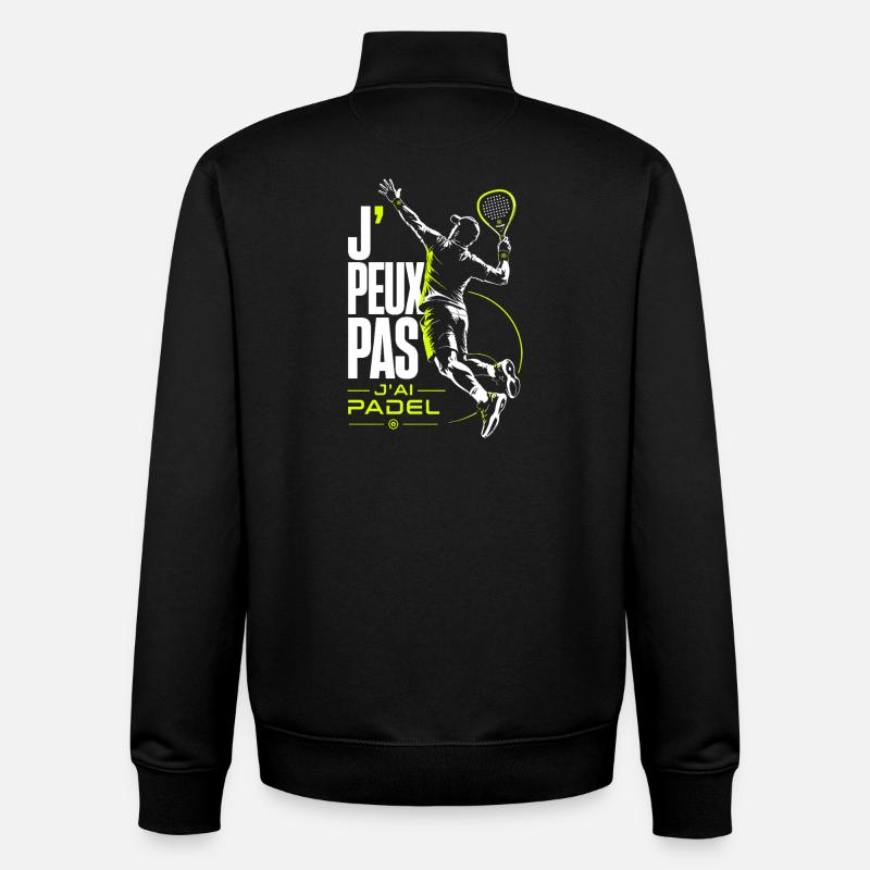 J’Peux Pas J’ai Padel Neon - Sweat zippé unisexe en coton bio Stanley/Stella - noir