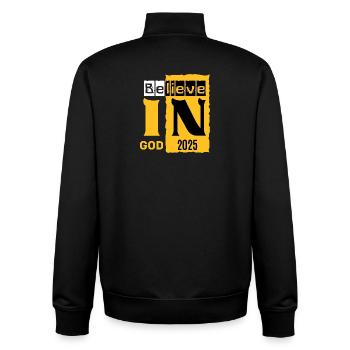 Graphique Croyant en Dieu 2026 - Sweat zippé unisexe en coton bio Stanley/Stella - noir - Dos - AI Model Male 185 light (185cm)