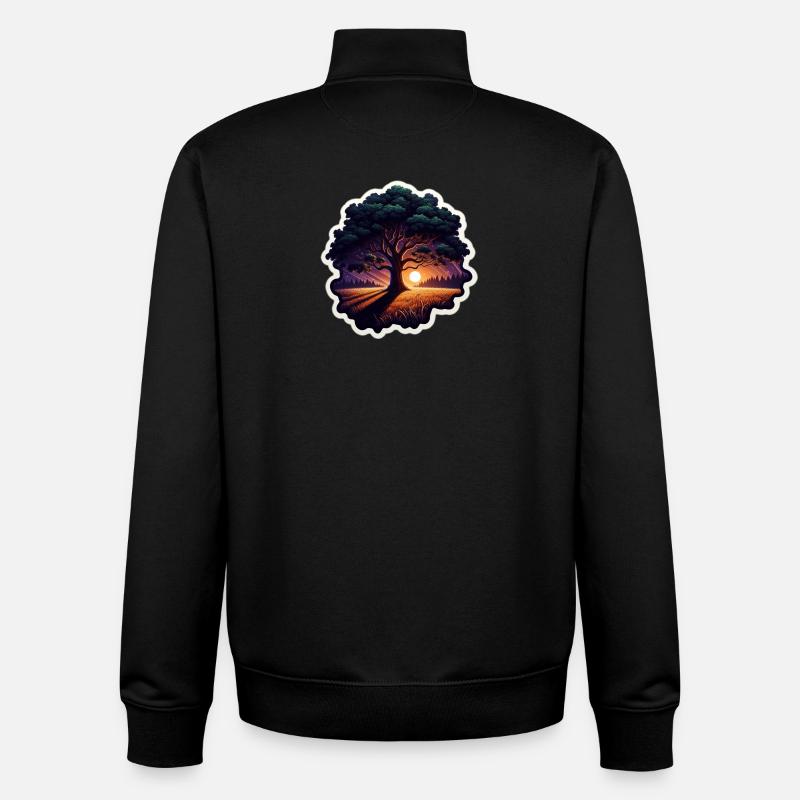 Sonnenuntergangsbaum Sticker - Unisex Organic Zip Sweatshirt von Stanley/Stella - Schwarz