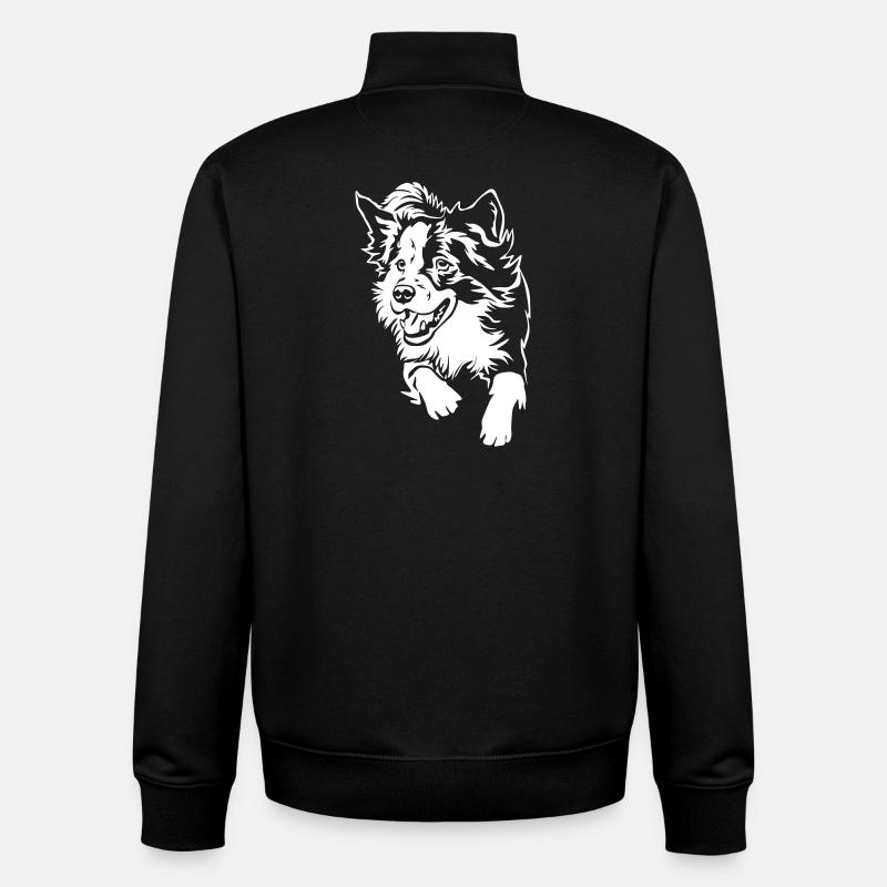 Border Collie "Black Edition - Sweat zippé unisexe en coton bio Stanley/Stella - noir