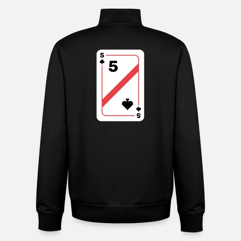 Five Spades Poker Card - Unisex Organic Zip Sweatshirt by Stanley/Stella - black