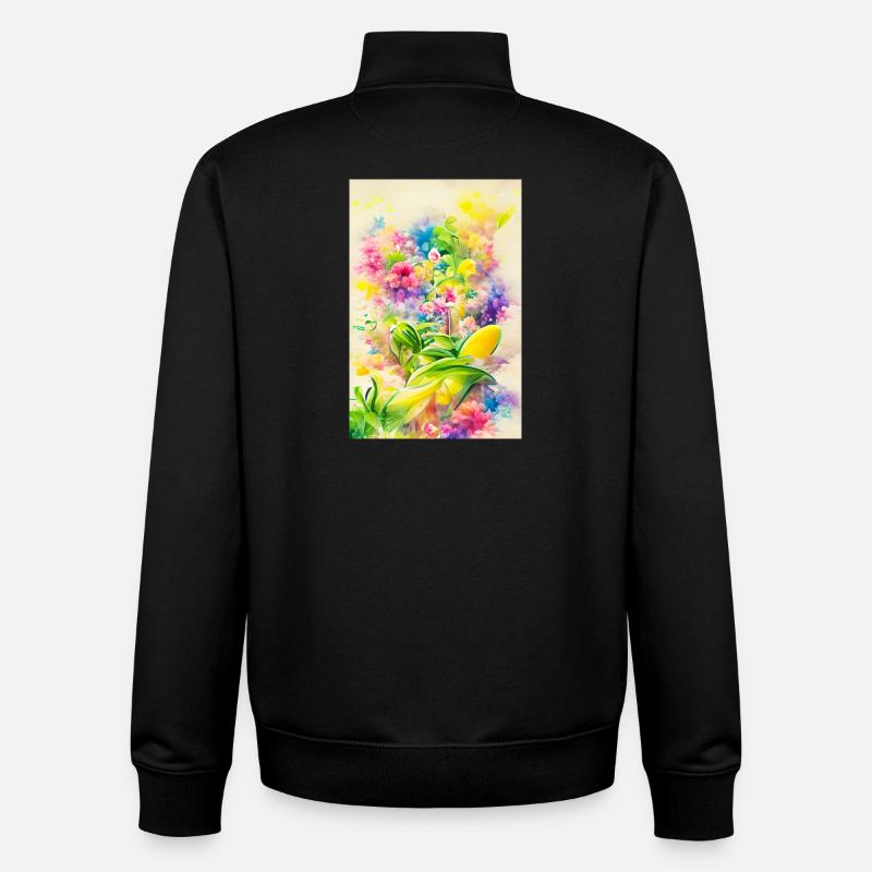 Art floral - Sweat zippé unisexe en coton bio Stanley/Stella - noir