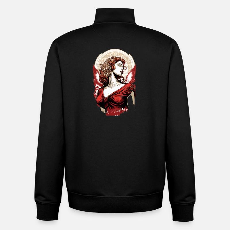 Déesse ailée rouge Aphrodite - Sweat zippé unisexe en coton bio Stanley/Stella - noir