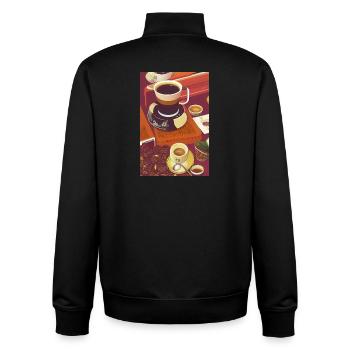 Kaffee, Kaffeebohnen - Unisex Organic Zip Sweatshirt von Stanley/Stella - Schwarz - Hinten - AI Model Male 185 light (185cm)