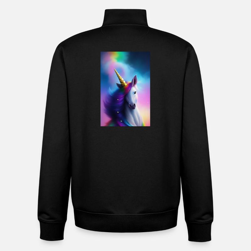 Licorne - Sweat zippé unisexe en coton bio Stanley/Stella - noir