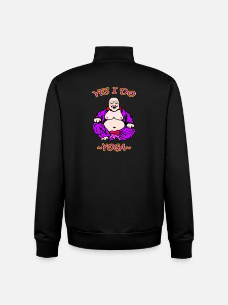 Humorous Yoga Illustration - Unisex Organic Zip Sweatshirt by Stanley/Stella - black