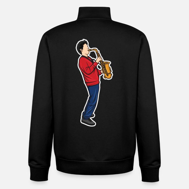 Lustiger Saxophonjunge - Unisex Organic Zip Sweatshirt von Stanley/Stella - Schwarz