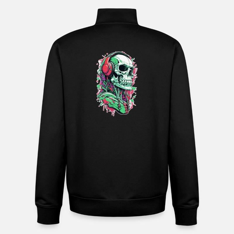 Musique de crâne - Sweat zippé unisexe en coton bio Stanley/Stella - noir