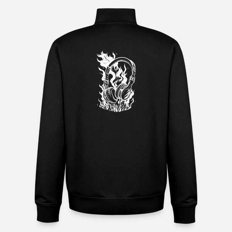 Brennende Kopfhörer - Unisex Organic Zip Sweatshirt von Stanley/Stella - Schwarz