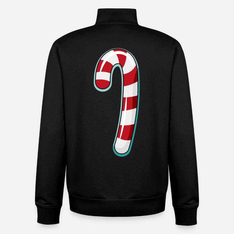 Conception rayée de canne de bonbon - Sweat zippé unisexe en coton bio Stanley/Stella - noir