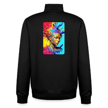 bunt splash art portrait schwarz grimmig frau - Unisex Organic Zip Sweatshirt von Stanley/Stella - Schwarz - Hinten - AI Model Male 185 light (185cm)
