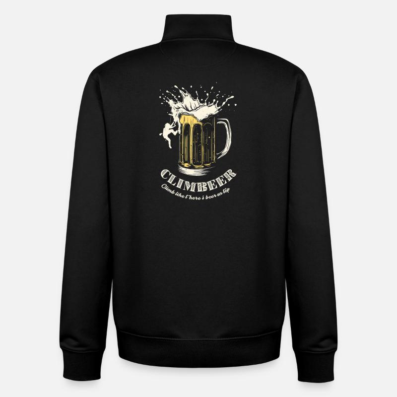 Chope de bière ClimbBeer - Sweat zippé unisexe en coton bio Stanley/Stella - noir