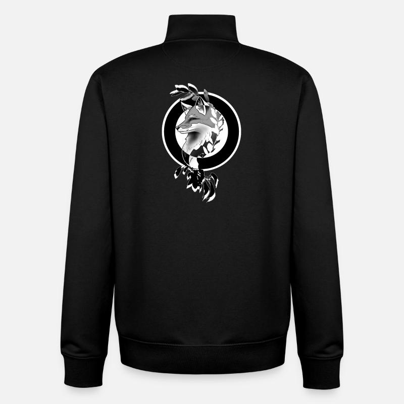 Moon Circle Fox - Unisex Organic Zip Sweatshirt by Stanley/Stella - black