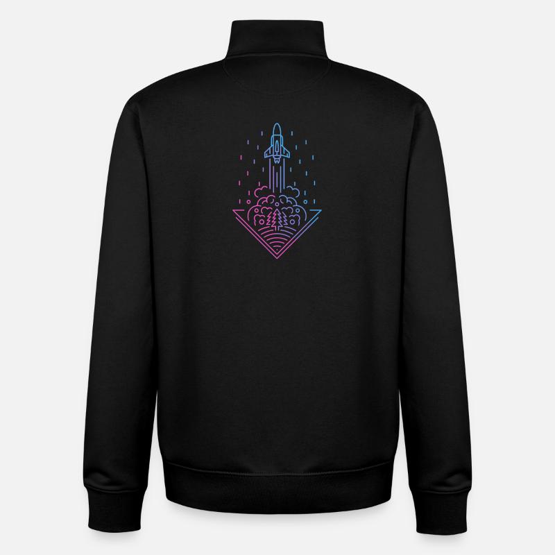 Retro Rocket - Unisex Organic Zip Sweatshirt von Stanley/Stella - Schwarz