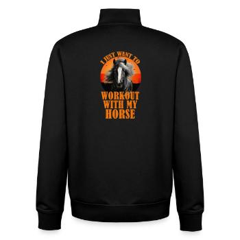 I just want to train with my horse - Unisex Organic Zip Sweatshirt by Stanley/Stella - black - Back - AI Model Male 185 light (185cm)