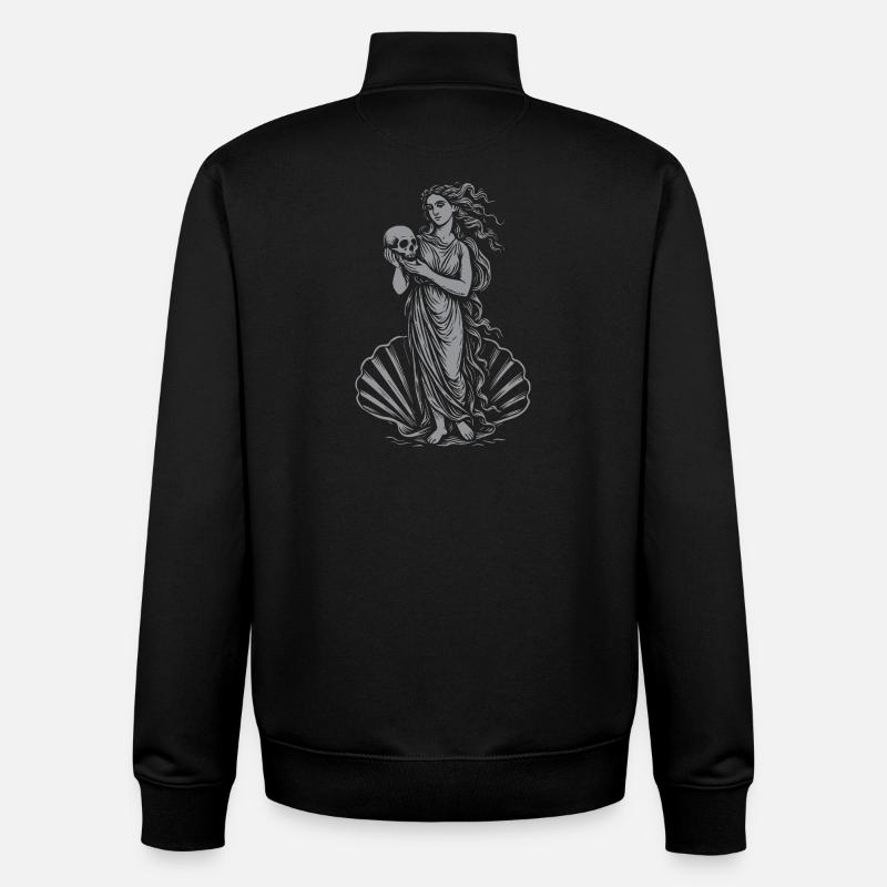 Aphrodite mythique avec crâne et éventail - Sweat zippé unisexe en coton bio Stanley/Stella - noir