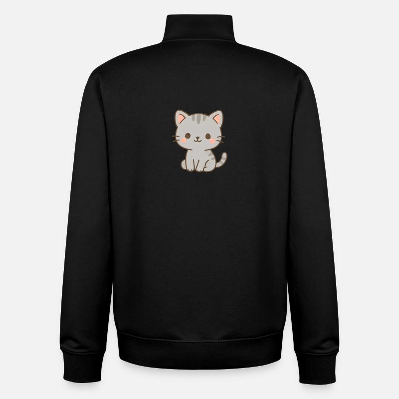 Cute Cat Electrical Pattern Design - Unisex Organic Zip Sweatshirt by Stanley/Stella - black