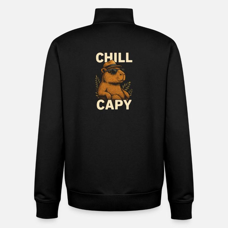 Chill Capybara Style - Sweat zippé unisexe en coton bio Stanley/Stella - noir
