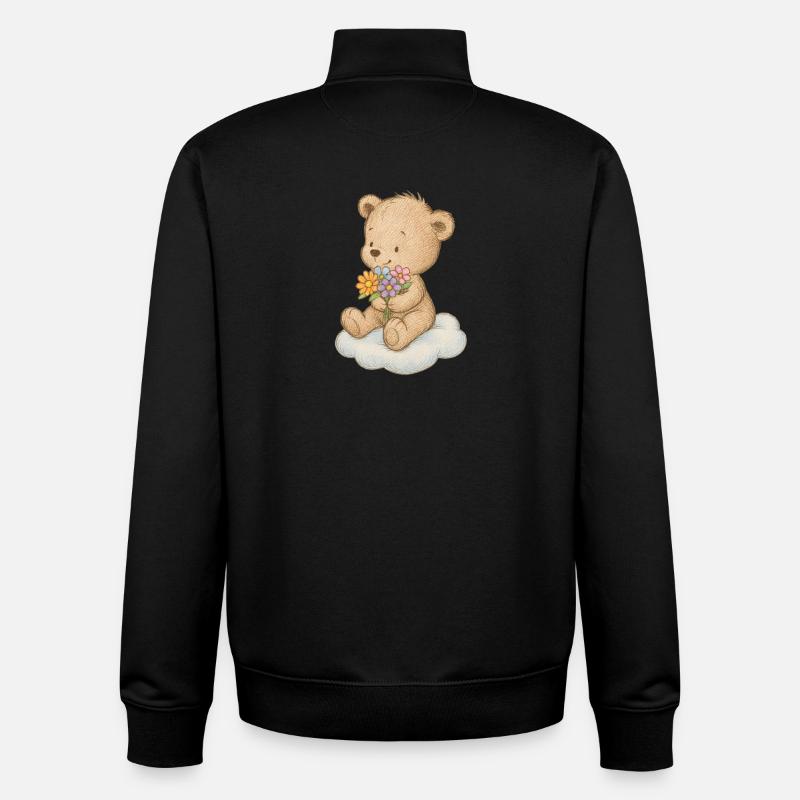 Süßer Teddybär mit Blumen - Unisex Organic Zip Sweatshirt von Stanley/Stella - Schwarz