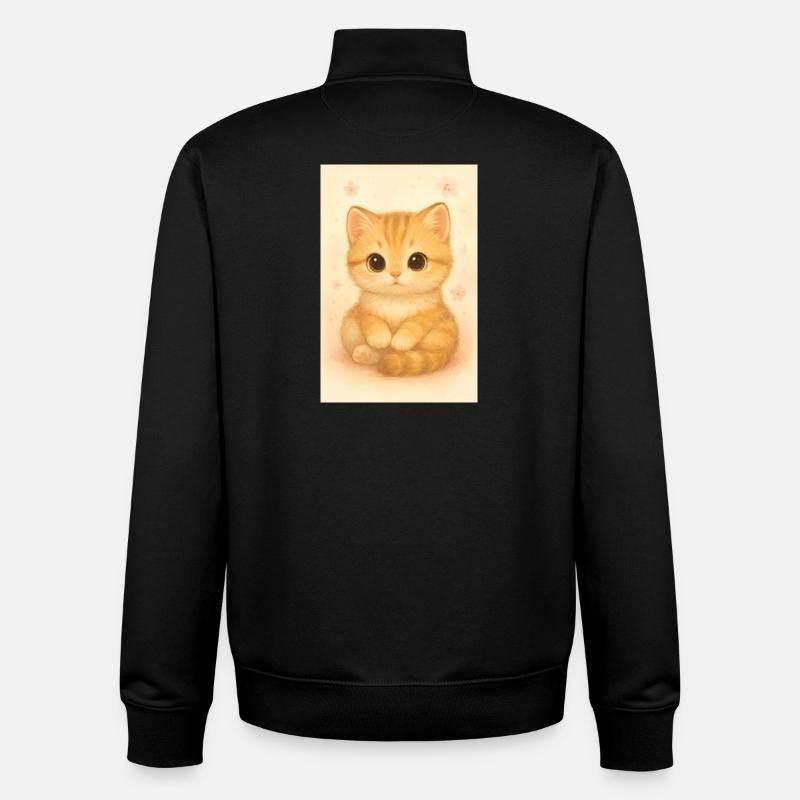 Chat mignon – Cute Kitten Illustrati - Sweat zippé unisexe en coton bio Stanley/Stella - noir
