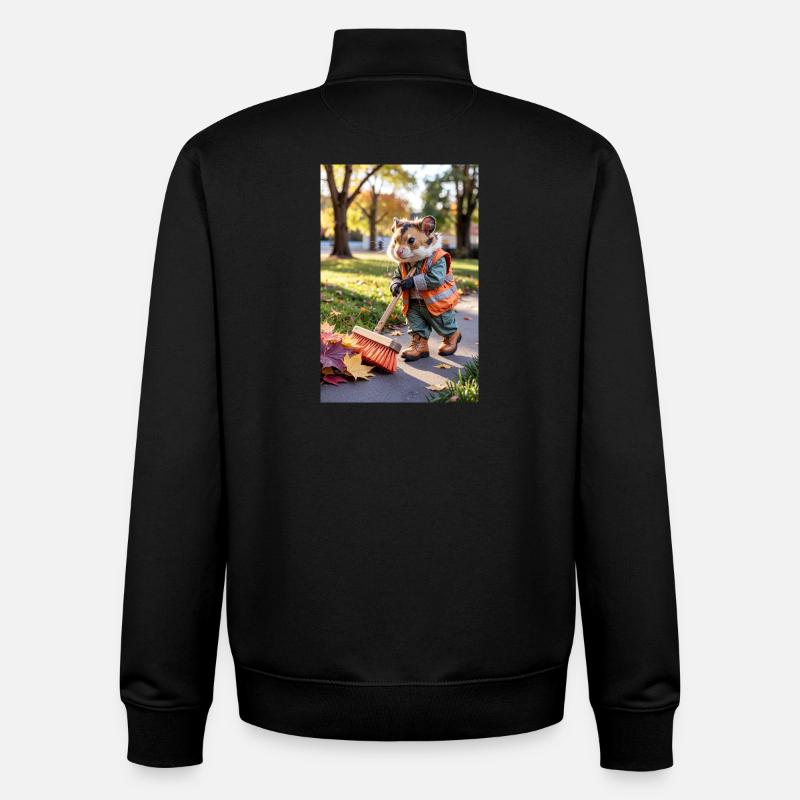 Humanoid Sweeper Hamster - Unisex Organic Zip Sweatshirt by Stanley/Stella - black