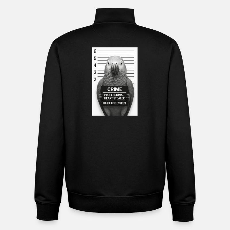 Parrot in Interrogation – Heart Thief - Unisex Organic Zip Sweatshirt by Stanley/Stella - black