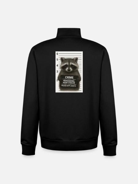Raccoon – heart theft with a system - Unisex Organic Zip Sweatshirt by Stanley/Stella - black