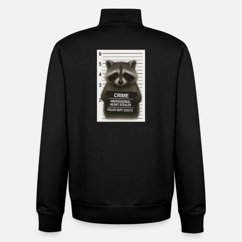 Waschbär – Herzklau mit System - Unisex Organic Zip Sweatshirt von Stanley/Stella - Schwarz