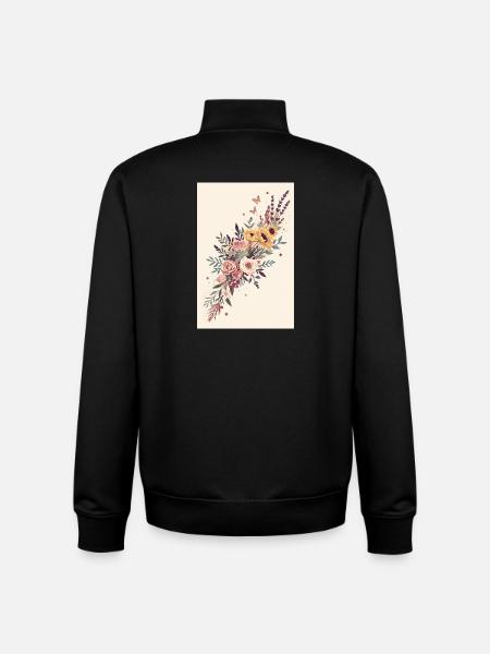 Blumenbouquet mit Schmetterlingen - Unisex Organic Zip Sweatshirt von Stanley/Stella - Schwarz