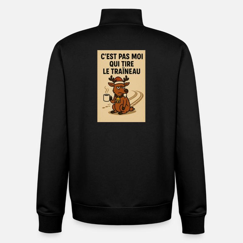 Renard blasé au café de Noël - Sweat zippé unisexe en coton bio Stanley/Stella - noir