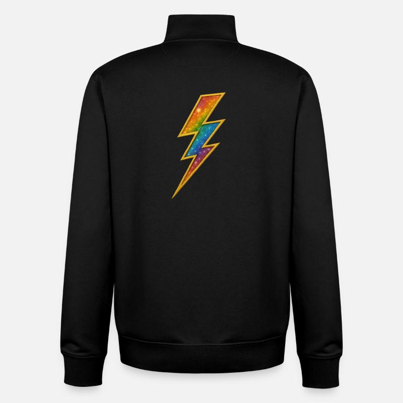 Rainbow Lightning with Gold Frame - Unisex Organic Zip Sweatshirt by Stanley/Stella - black