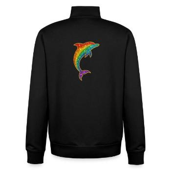 Glitzernder Regenbogen-Delfin - Unisex Organic Zip Sweatshirt von Stanley/Stella - Schwarz - Hinten - AI Model Male 185 light (185cm)