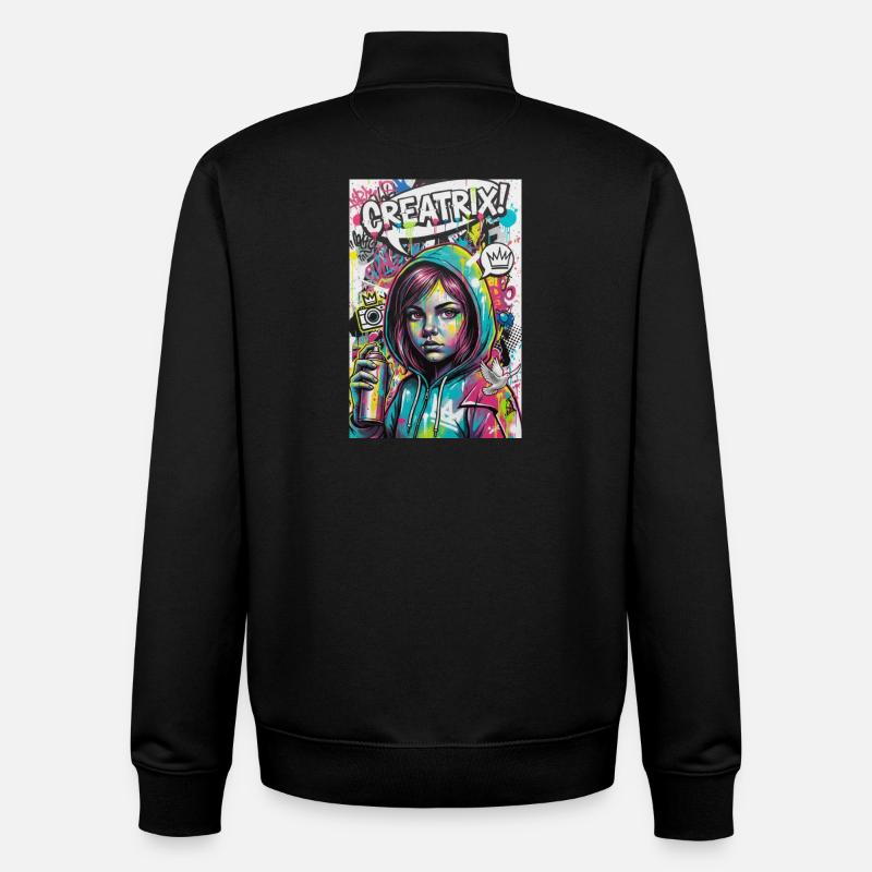Farbexplosion Graffiti Heldin - Unisex Organic Zip Sweatshirt von Stanley/Stella - Schwarz