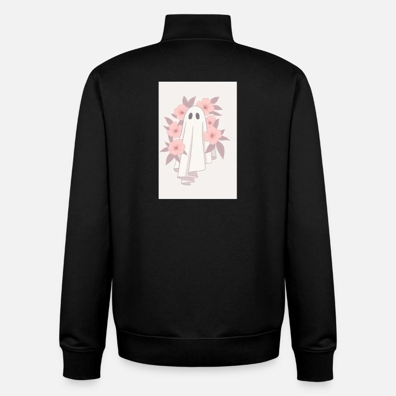 Pastellgeist mit Blumenkranz - Unisex Organic Zip Sweatshirt von Stanley/Stella - Schwarz
