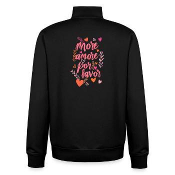 more amore por favor - Unisex Organic Zip Sweatshirt by Stanley/Stella - black - Back - AI Model Male 185 light (185cm)