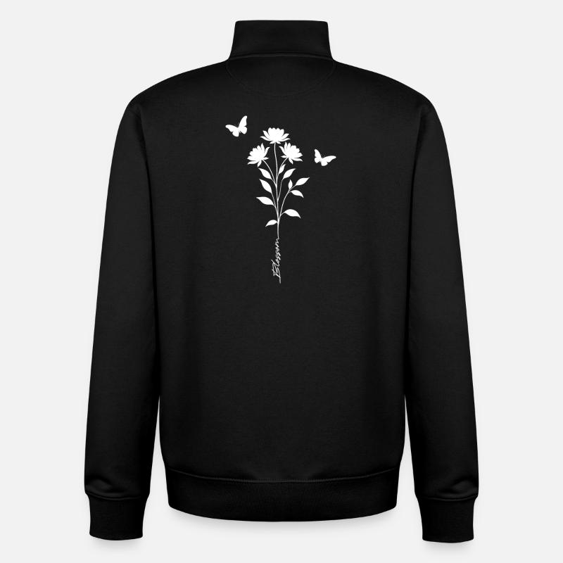 Silhouette de papillons floraux - Sweat zippé unisexe en coton bio Stanley/Stella - noir