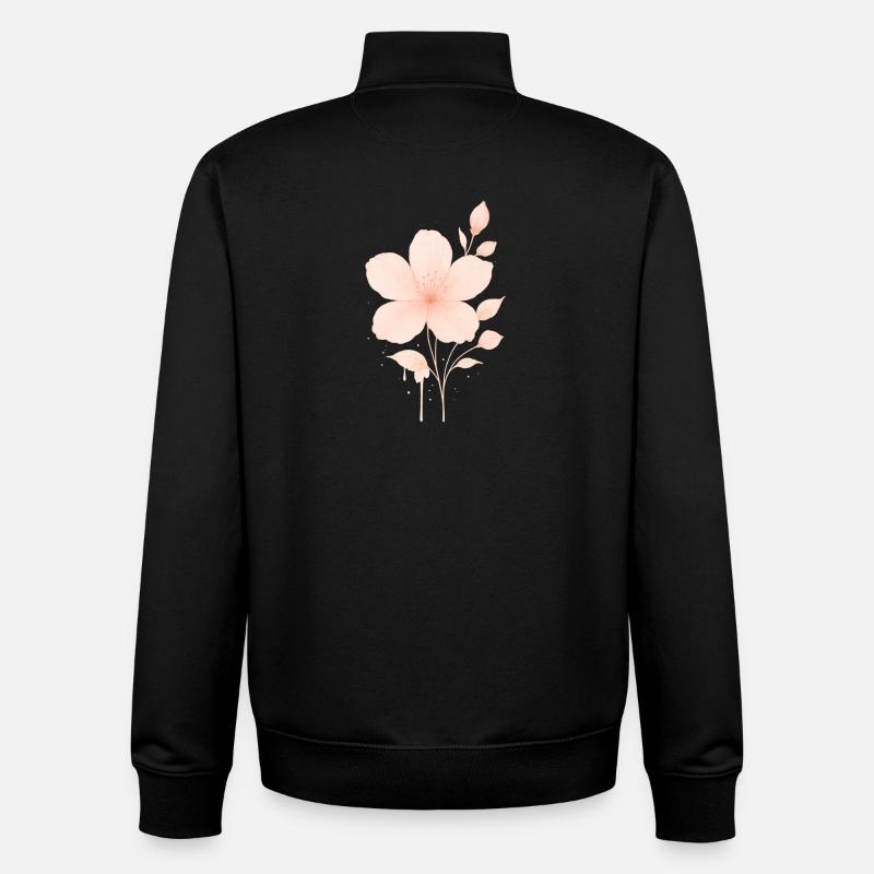 Pfirsich Rosé Blüten Wasserfarbe - Unisex Organic Zip Sweatshirt von Stanley/Stella - Schwarz