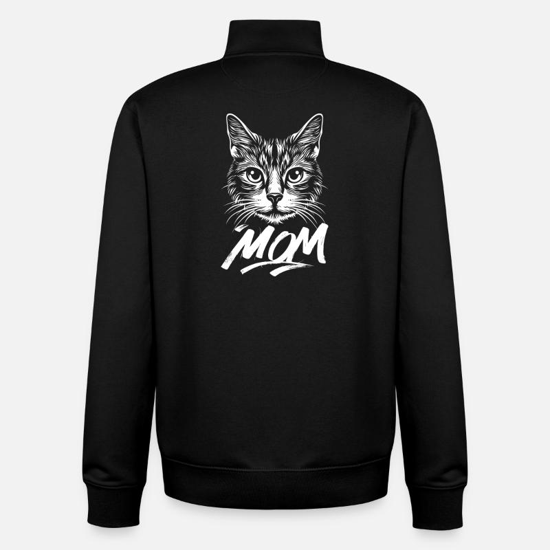 Chat-Maman-Chat-Chaton-Chat-Chats - Sweat zippé unisexe en coton bio Stanley/Stella - noir