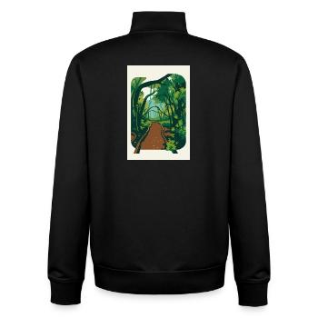 Verwunschener_Waldweg_im_Nebel - Sweat zippé unisexe en coton bio Stanley/Stella - noir - Dos - AI Model Male 185 light (185cm)