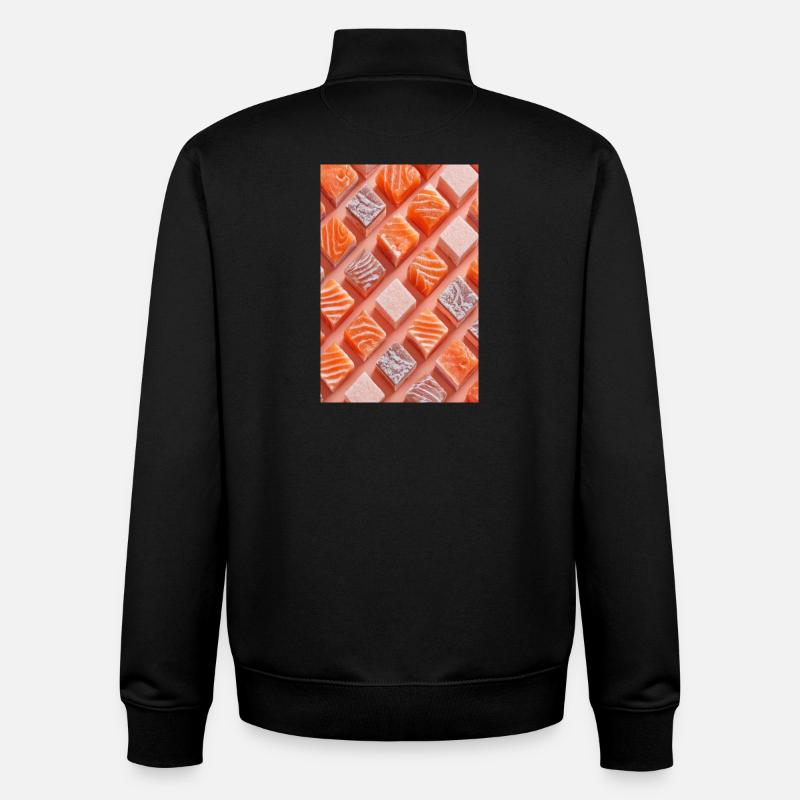 Salmon Tile Candy Grid - Unisex Organic Zip Sweatshirt by Stanley/Stella - black