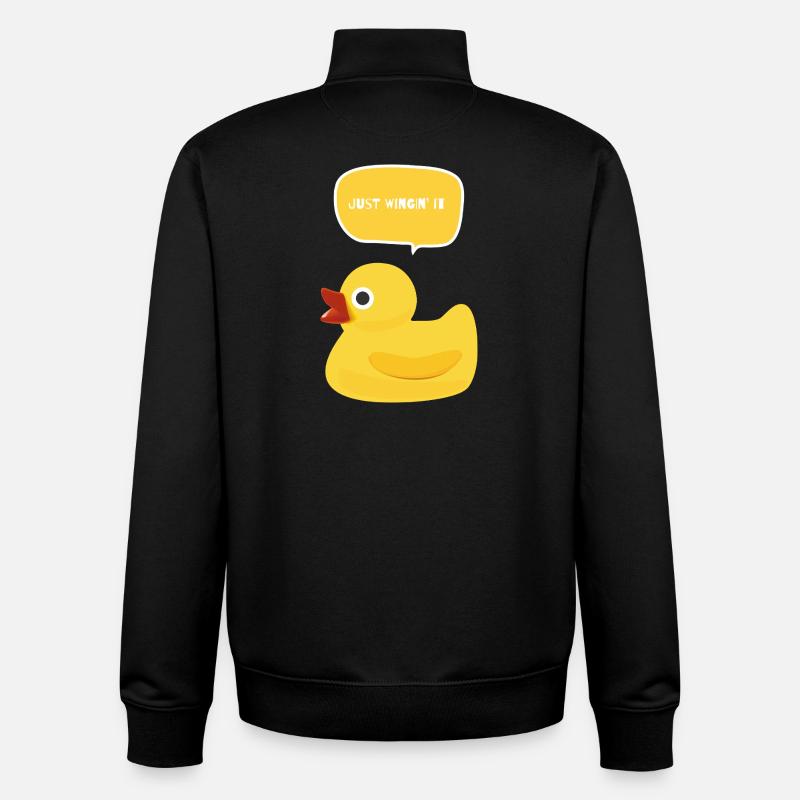 Juste Wingin' It Duck - Sweat zippé unisexe en coton bio Stanley/Stella - noir