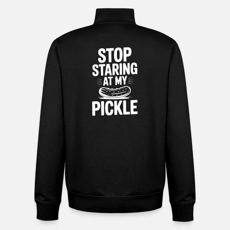 Stop Staring at My Pickle - Unisex Organic Zip Sweatshirt by Stanley/Stella - black