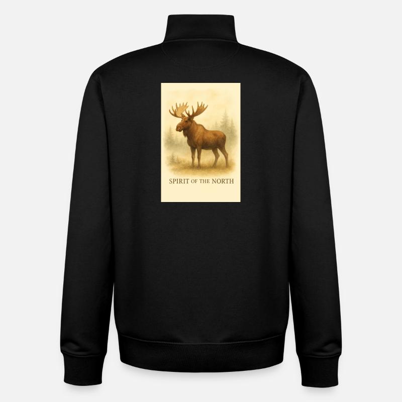 Geist des Nordens: Elch - Unisex Organic Zip Sweatshirt von Stanley/Stella - Schwarz