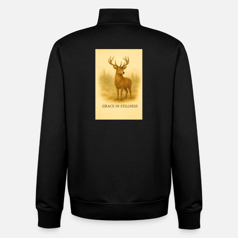 Gnade in der Stille Hirsch Illustration - Unisex Organic Zip Sweatshirt von Stanley/Stella - Schwarz