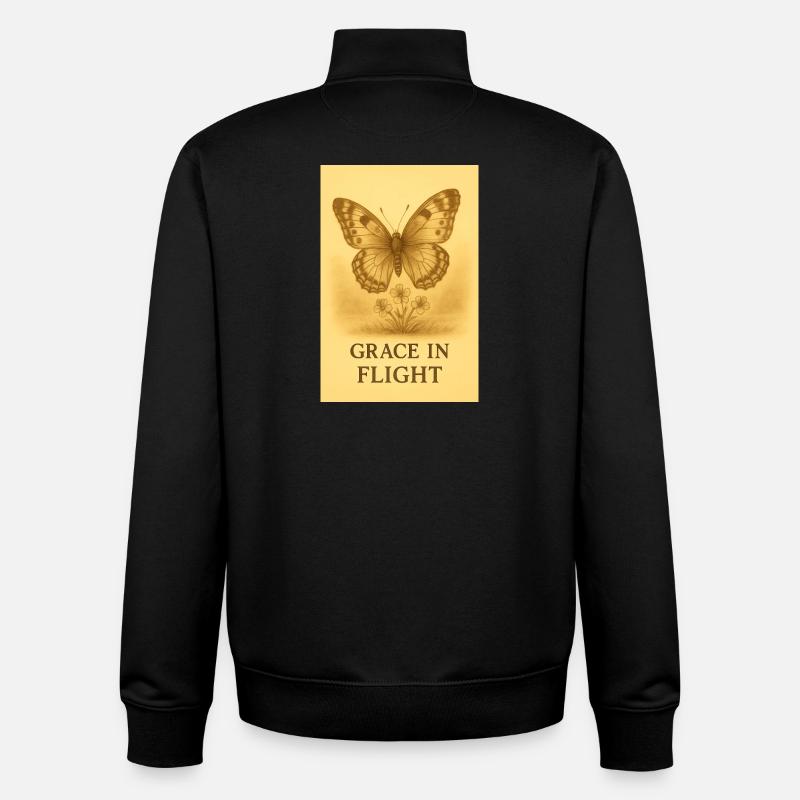 Grace in Flight Butterfly Bloom - Unisex Organic Zip Sweatshirt by Stanley/Stella - black