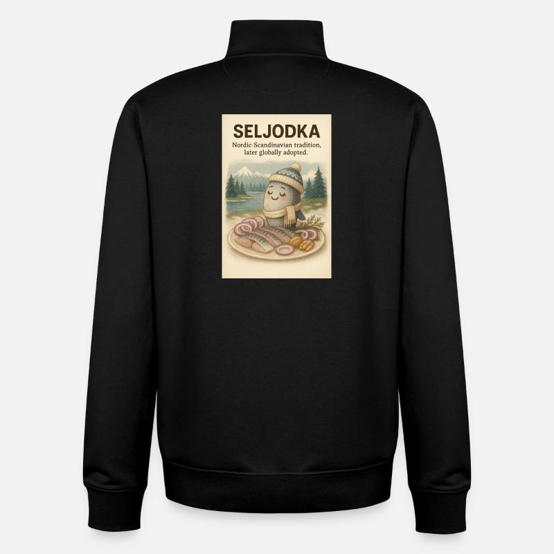 Seljodka Fish Plate Nordic Charm - Unisex Organic Zip Sweatshirt by Stanley/Stella - black